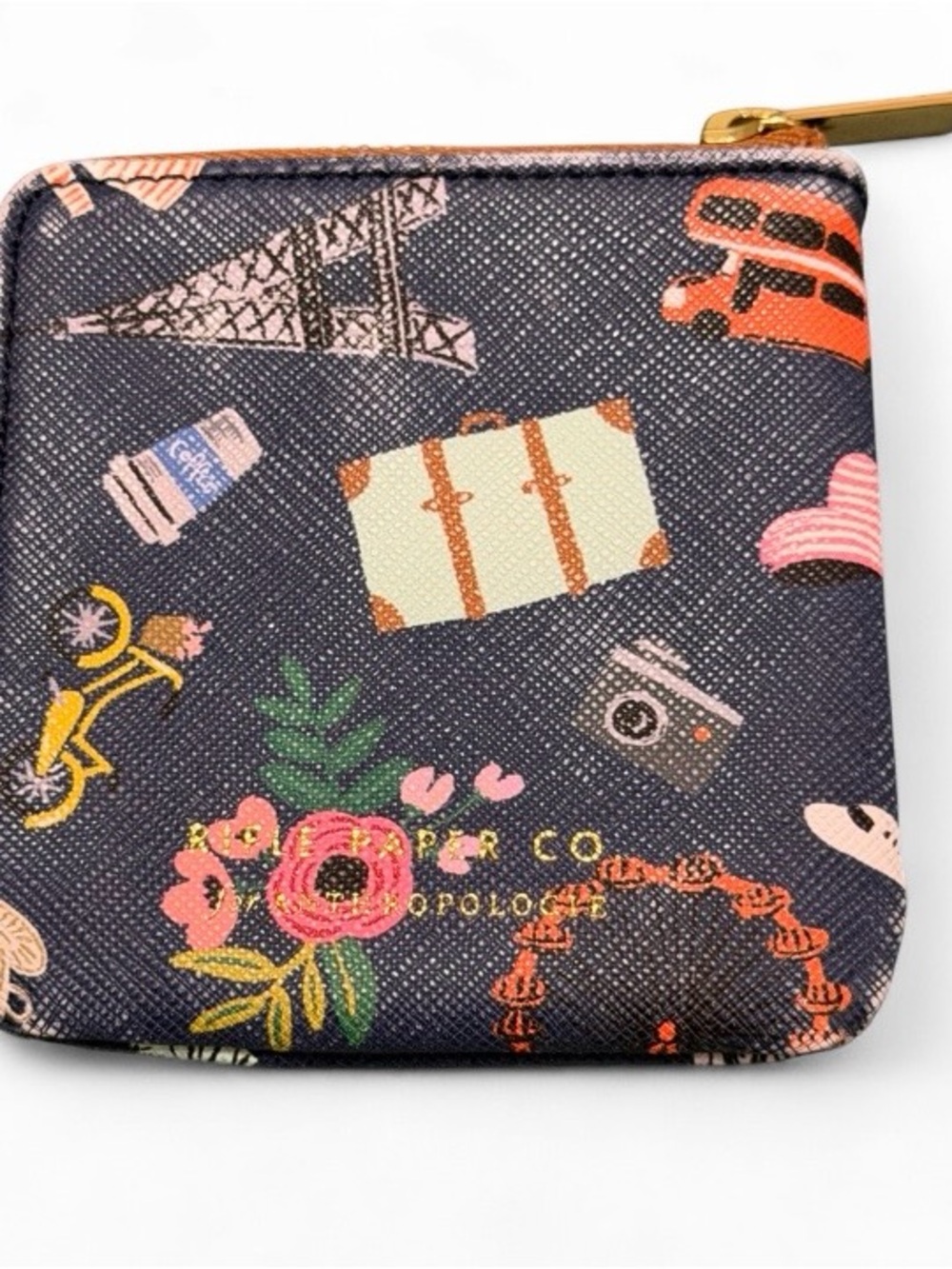 Rifle Paper Co x Anthropologie Travel Icons Coin Pouch Rare Discontinued TRAVEL